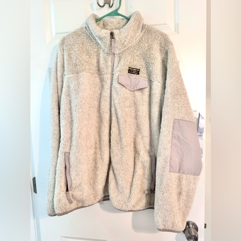 L.L.Bean Women’s Plus 2x Hi-Pile Fleece Jacket Ivory Off White